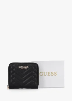 Anning Quilted Black Zip Around Wallet