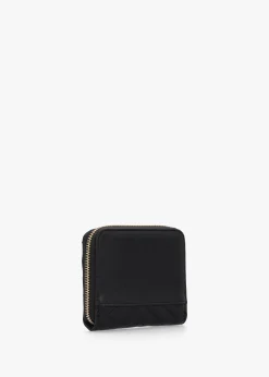 Anning Quilted Black Zip Around Wallet