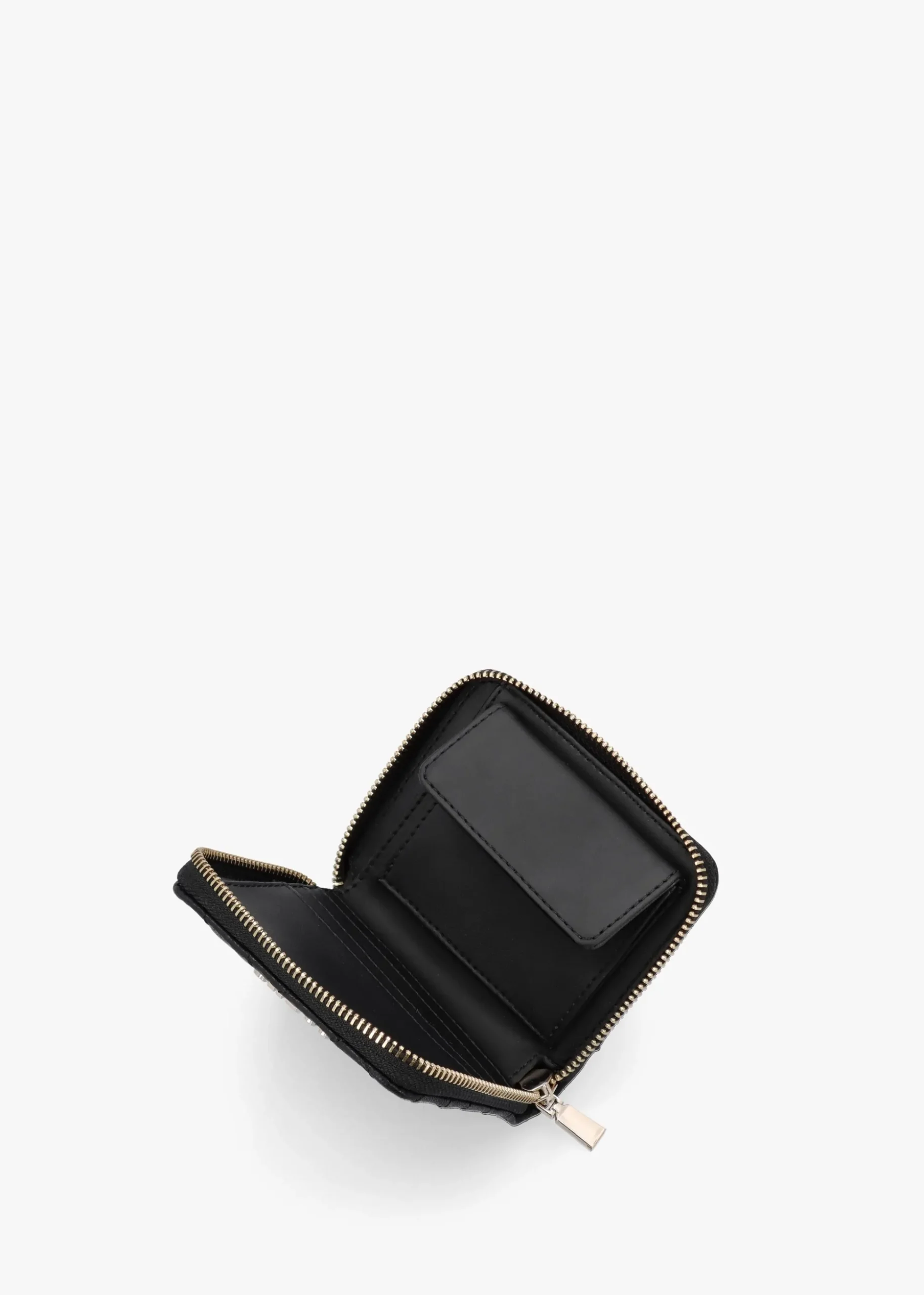 Anning Quilted Black Zip Around Wallet