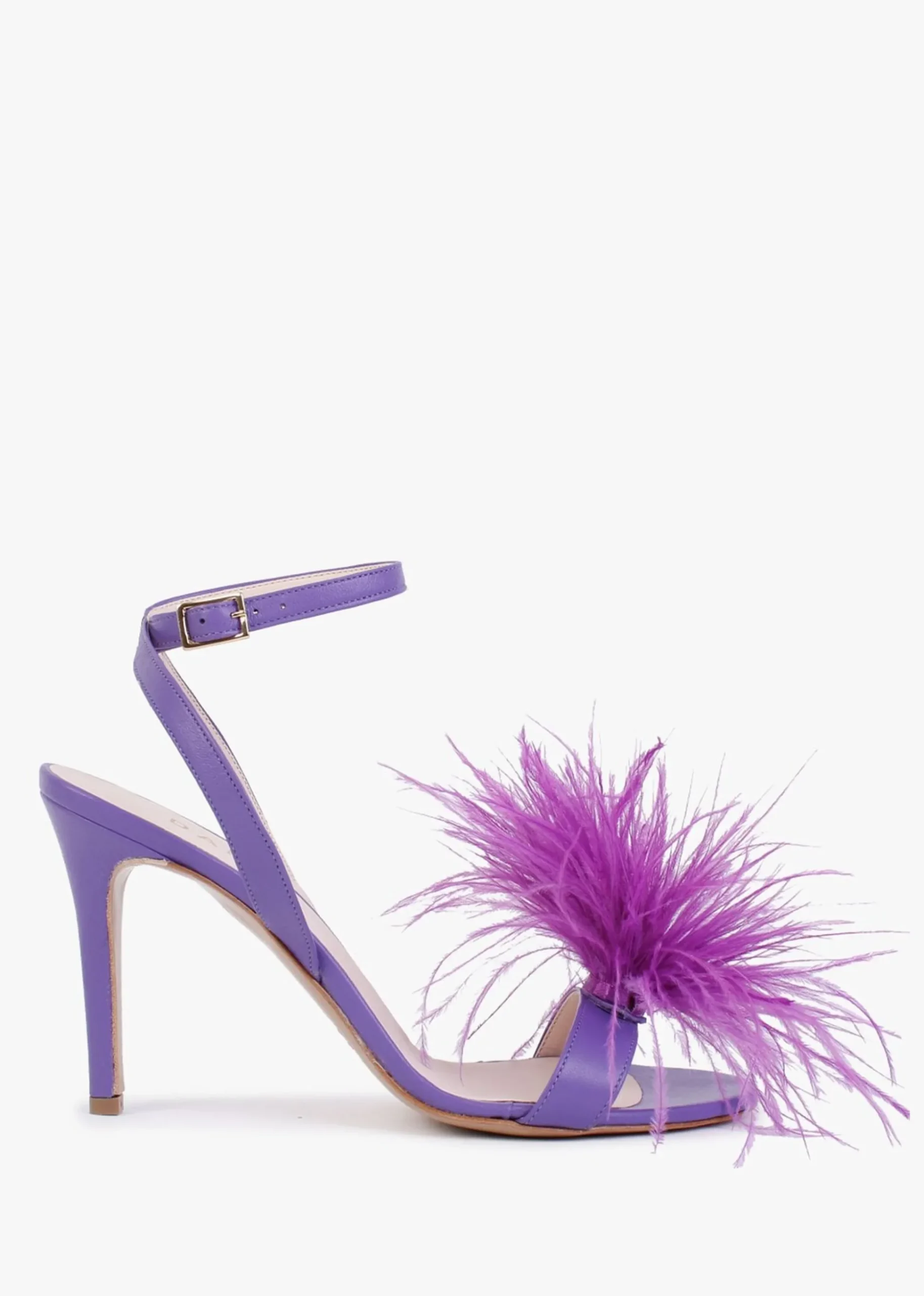 Anost Purple Leather Feather Heeled Sandals
