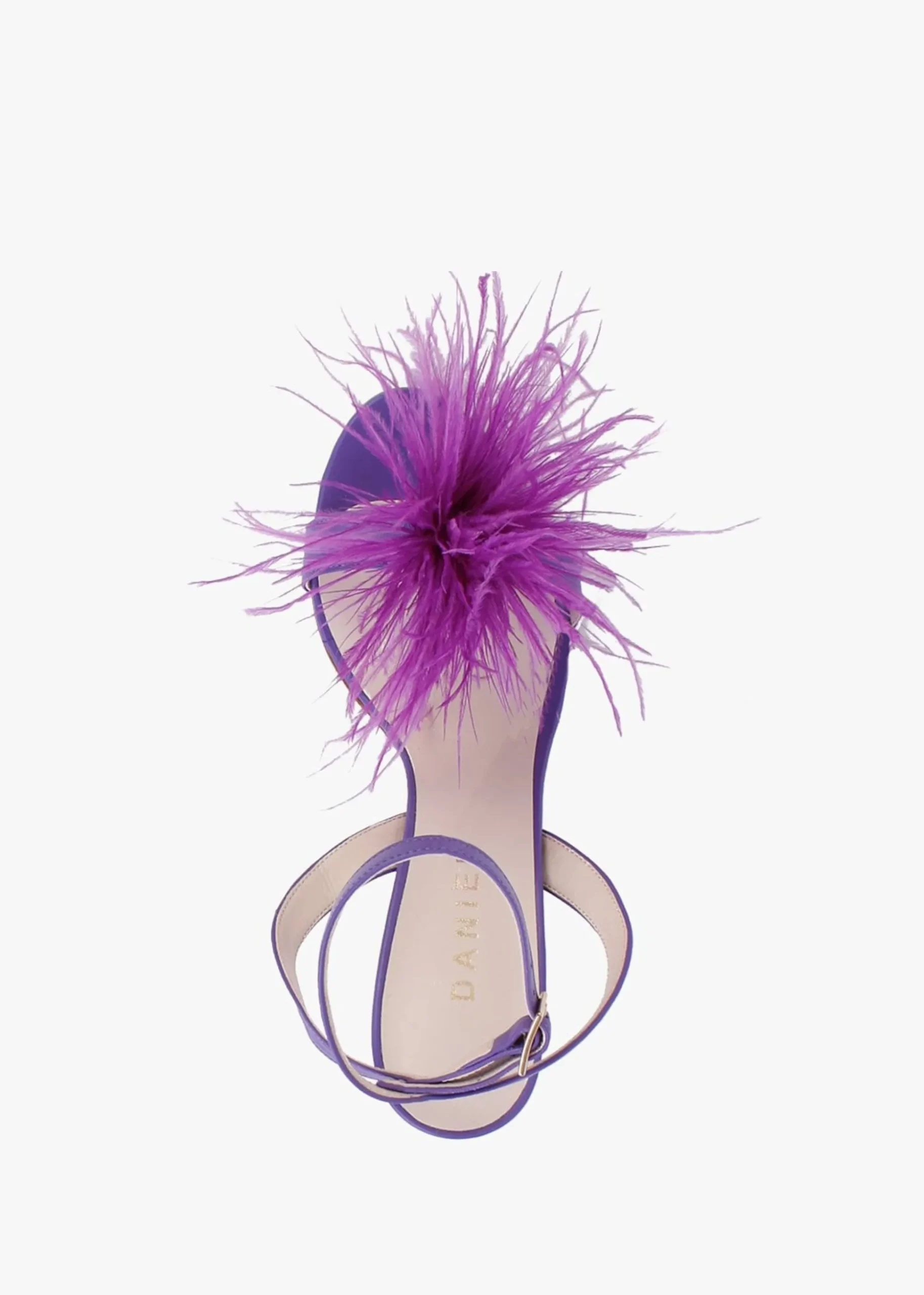 Anost Purple Leather Feather Heeled Sandals