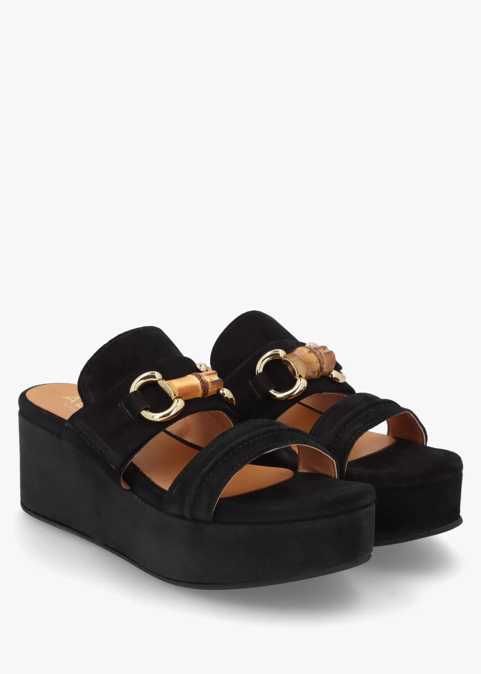 Antibes Black Suede Flatform Mules