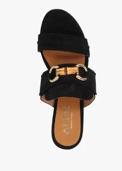 Antibes Black Suede Flatform Mules
