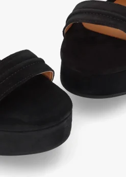 Antibes Black Suede Flatform Mules