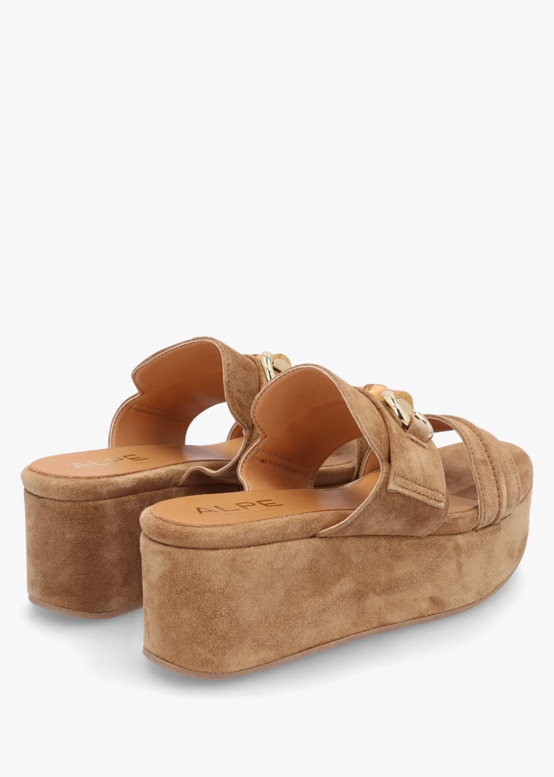 Antibes Tan Suede Flatform Mules