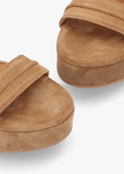 Antibes Tan Suede Flatform Mules