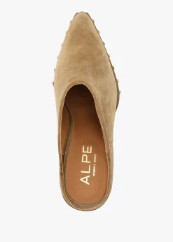 Antwerp Tan Suede Western Stacked Heel Backless Mules