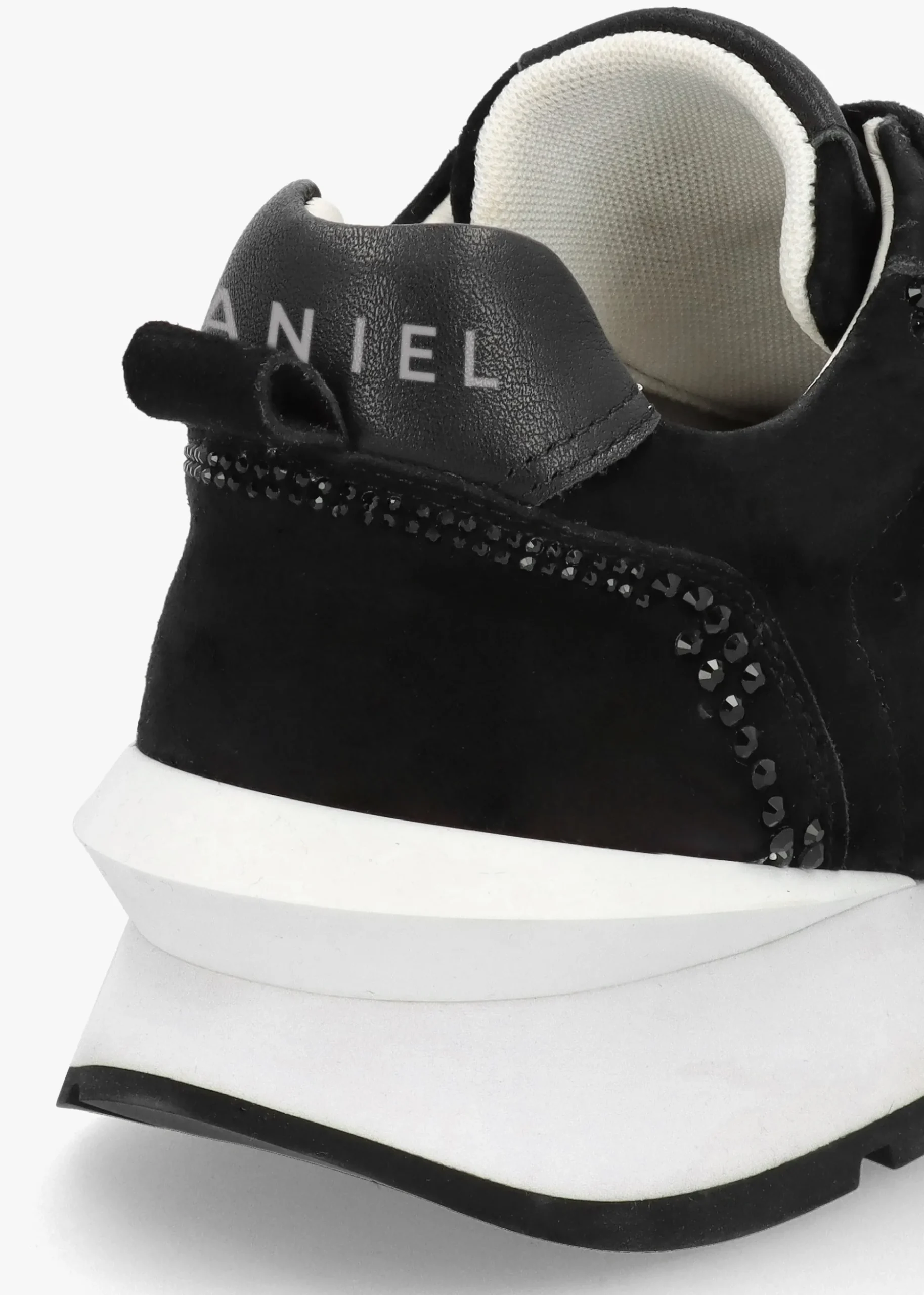 Arabella Black Suede Crystal Embellished Trainers