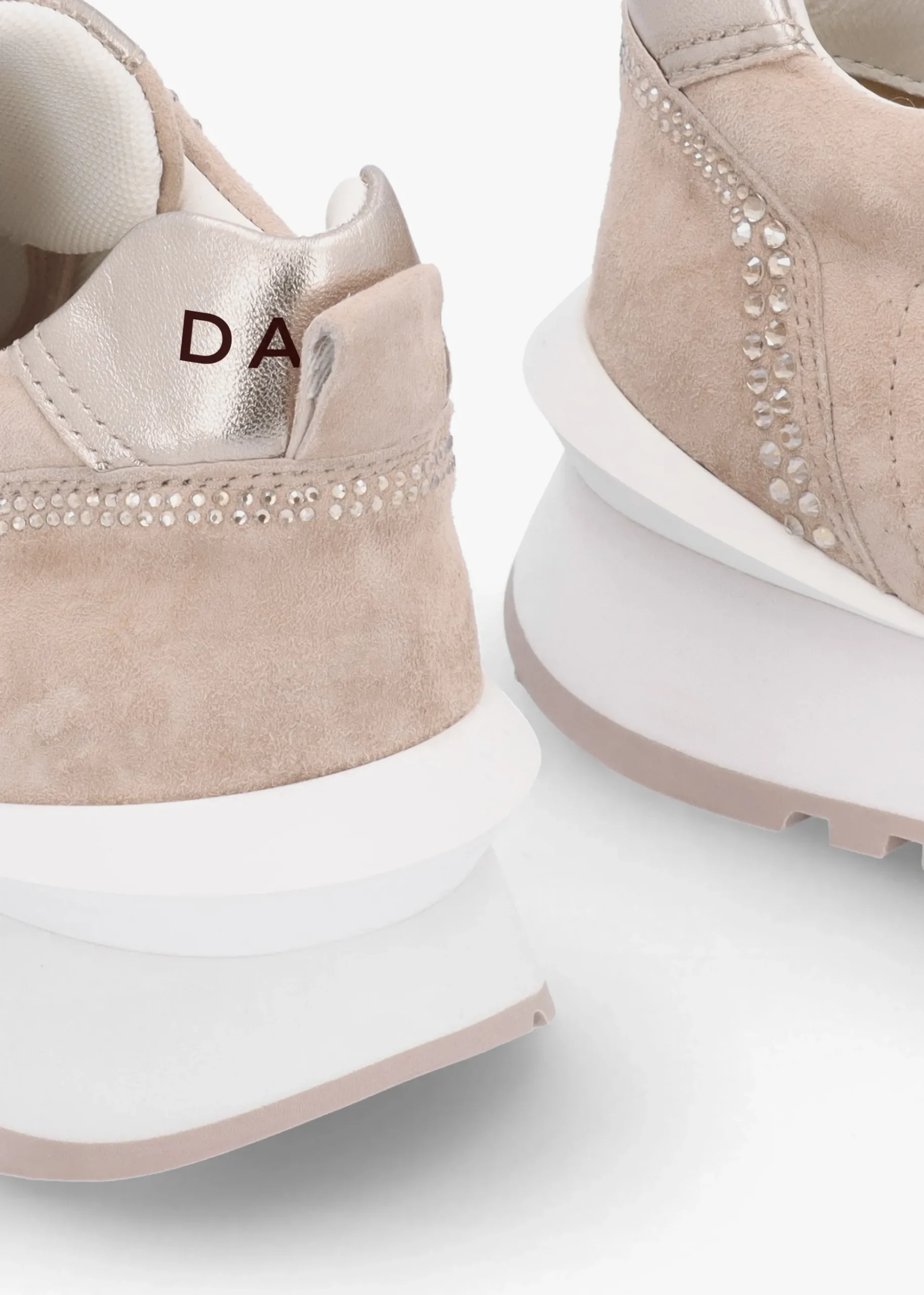 Arabella Taupe Suede Crystal Embellished Trainers