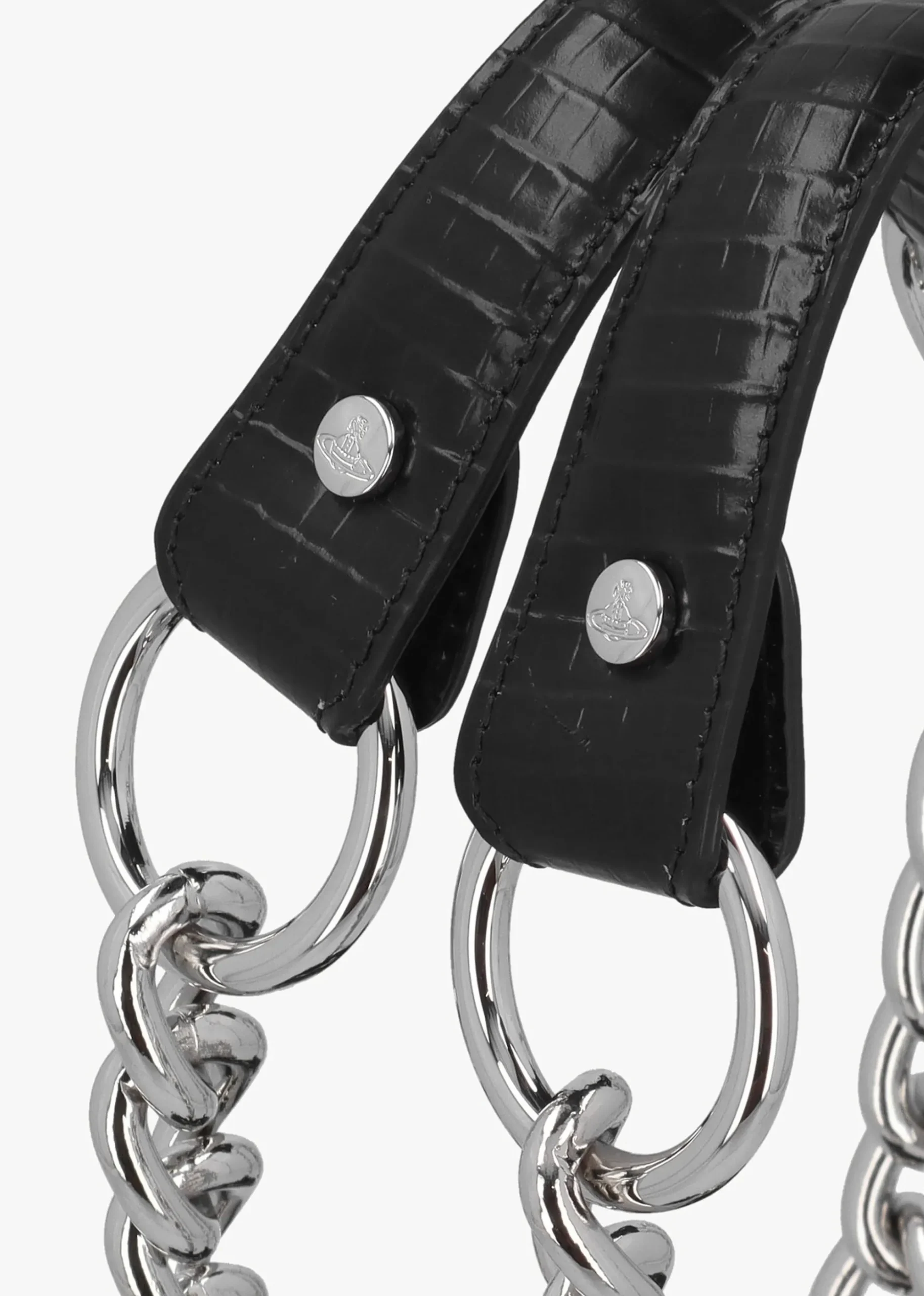 Archive Mini Croc Embossed Black Leather Chain Bag
