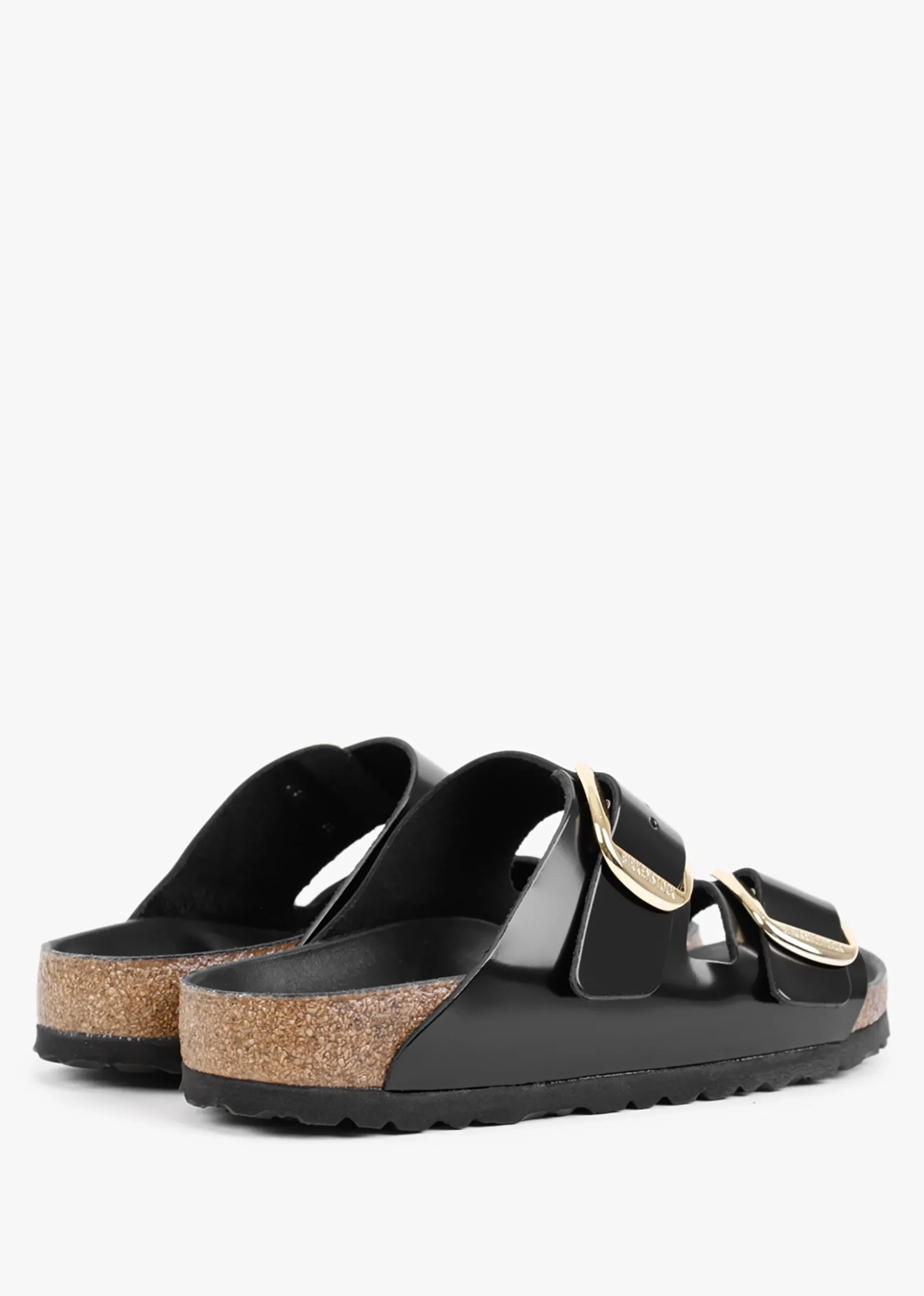 Arizona Big Buckle Black Patent Leather Two Bar Mules