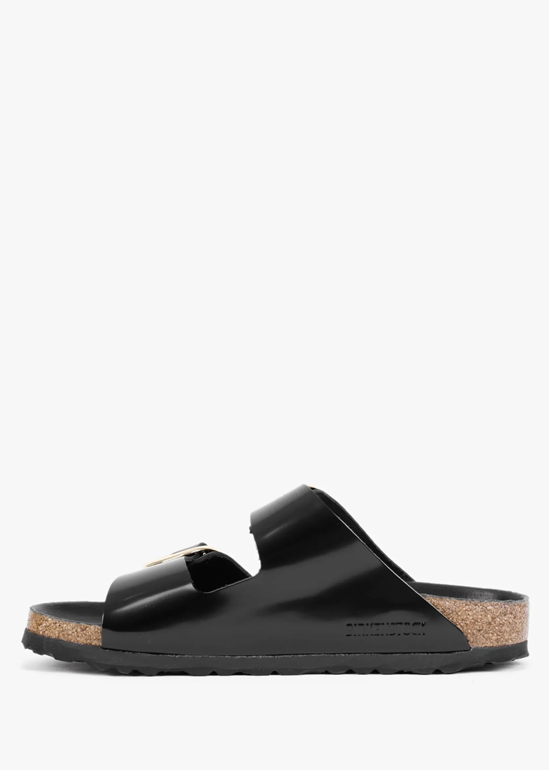 Arizona Big Buckle Black Patent Leather Two Bar Mules