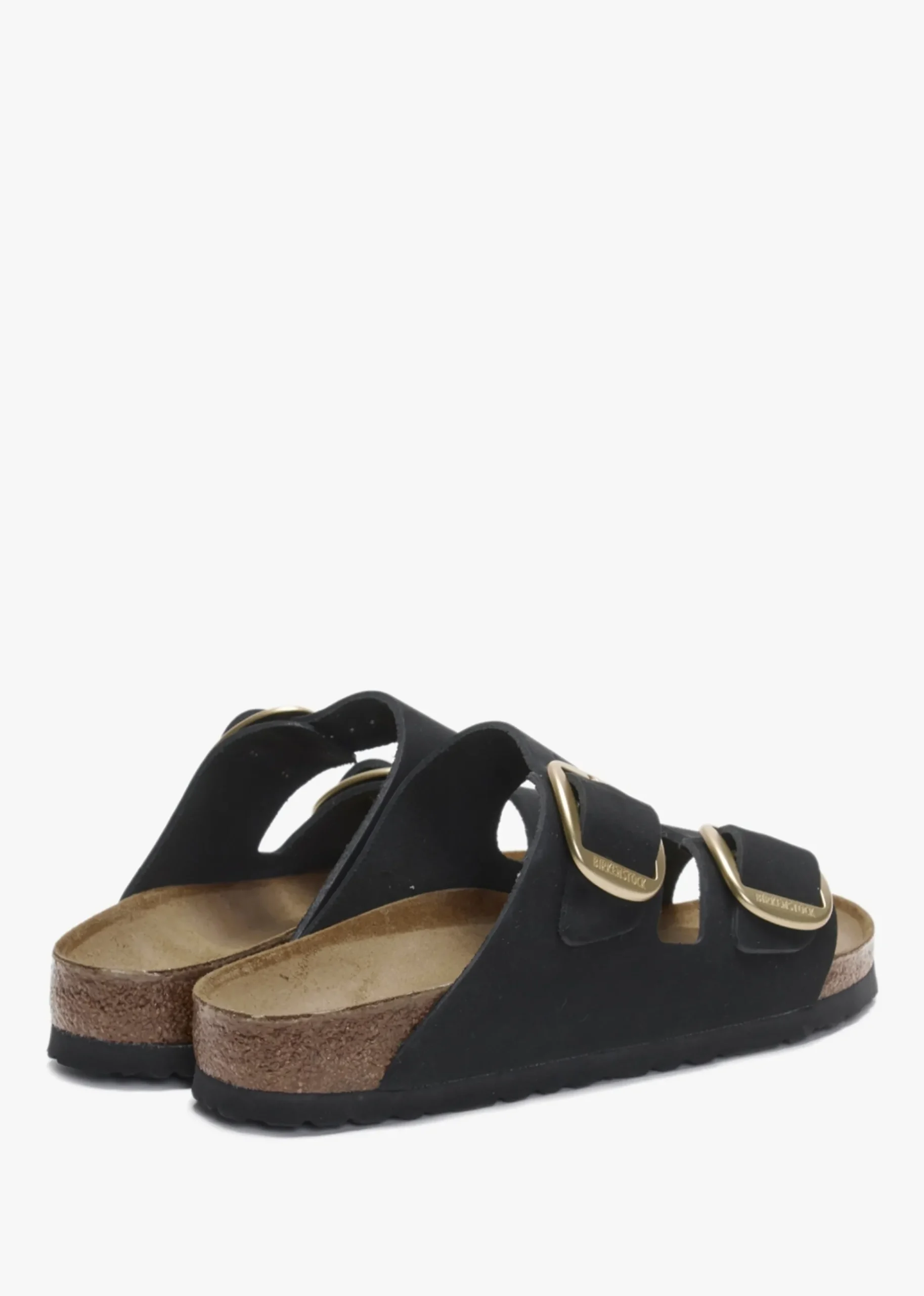 Arizona Big Buckle Black Nubuck Leather Two Bar Mules