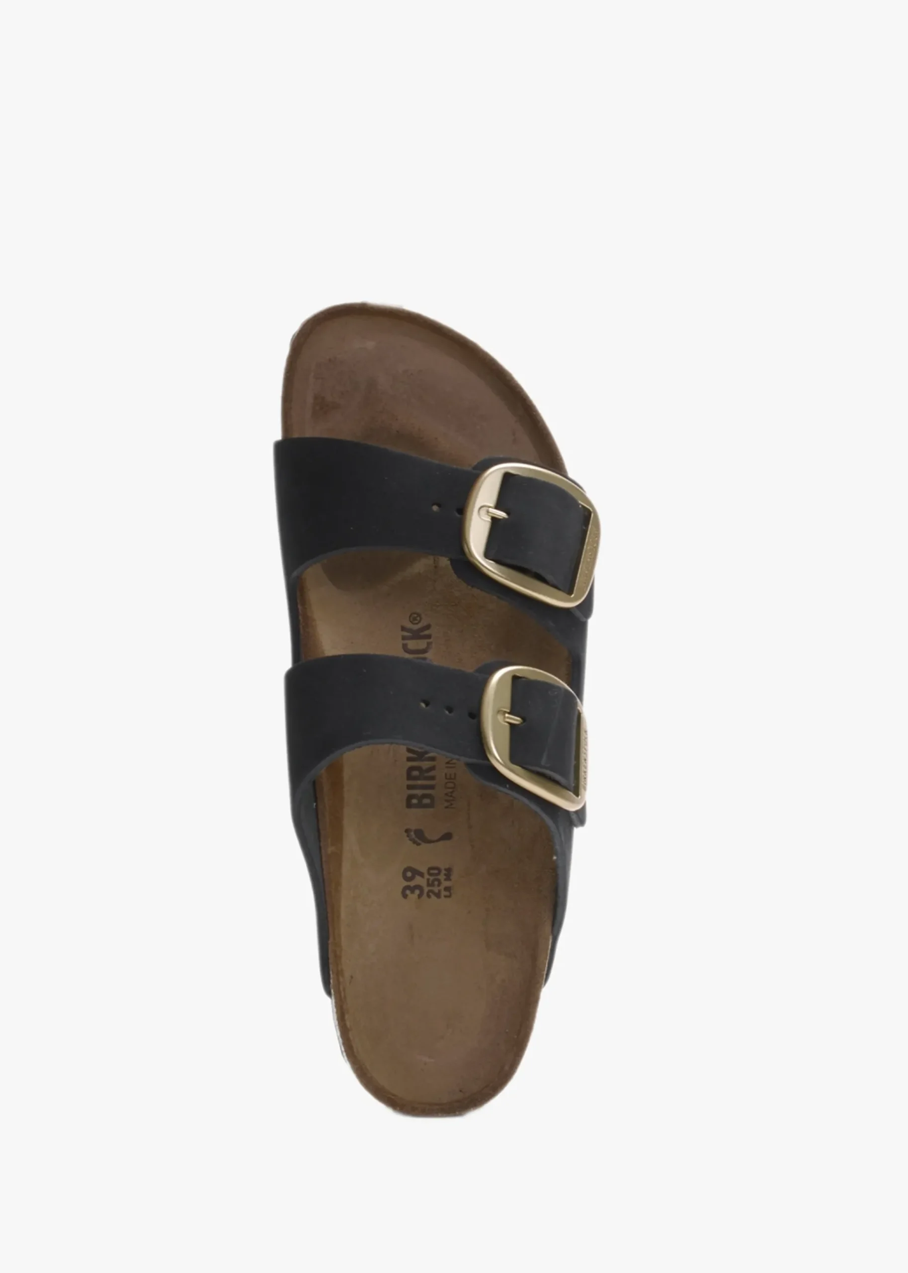 Arizona Big Buckle Black Nubuck Leather Two Bar Mules