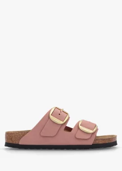 Arizona Big Buckle Old Rose Nubuck Leather Two Bar Mules
