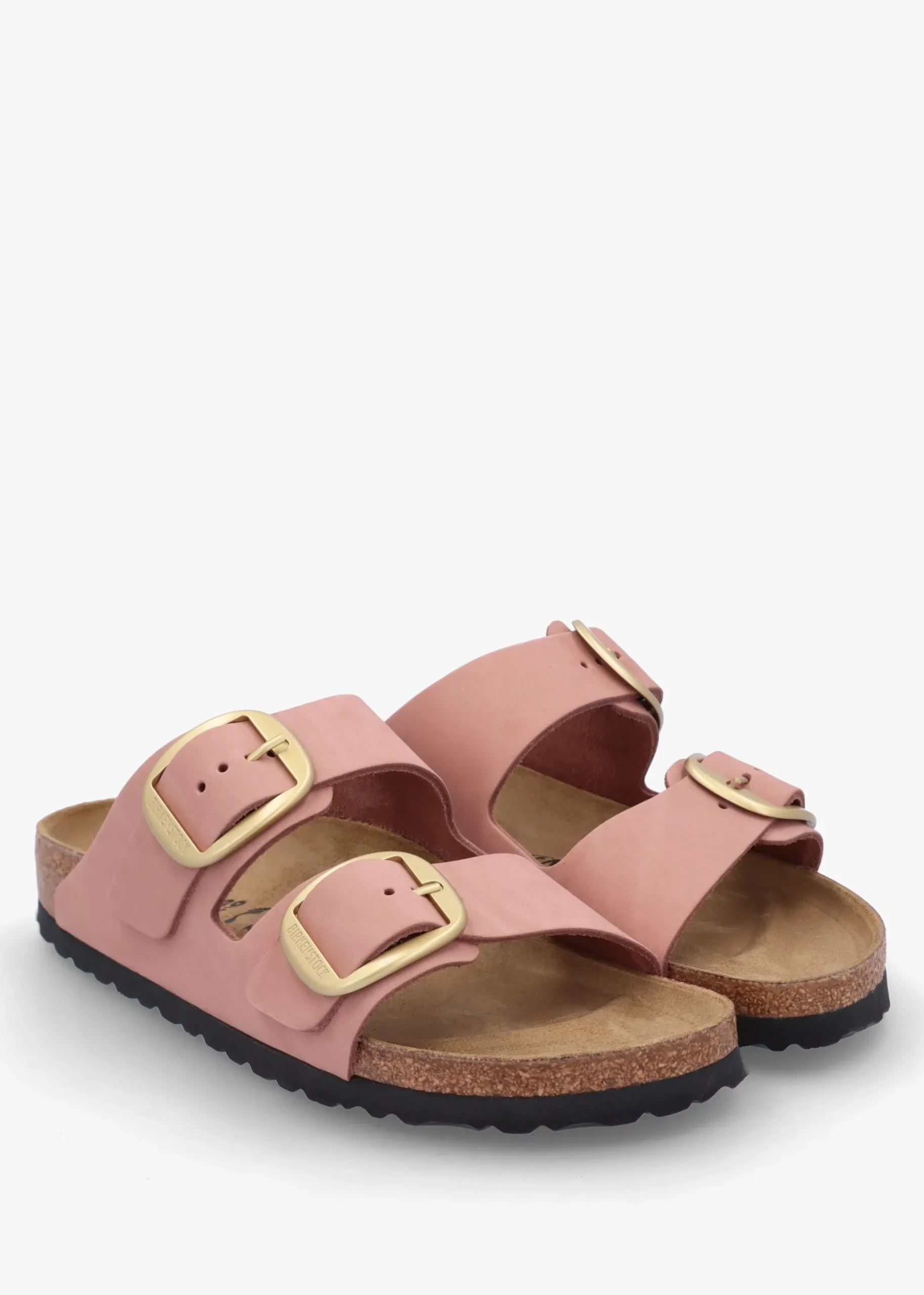 Arizona Big Buckle Old Rose Nubuck Leather Two Bar Mules