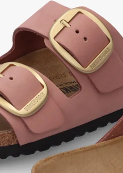 Arizona Big Buckle Old Rose Nubuck Leather Two Bar Mules