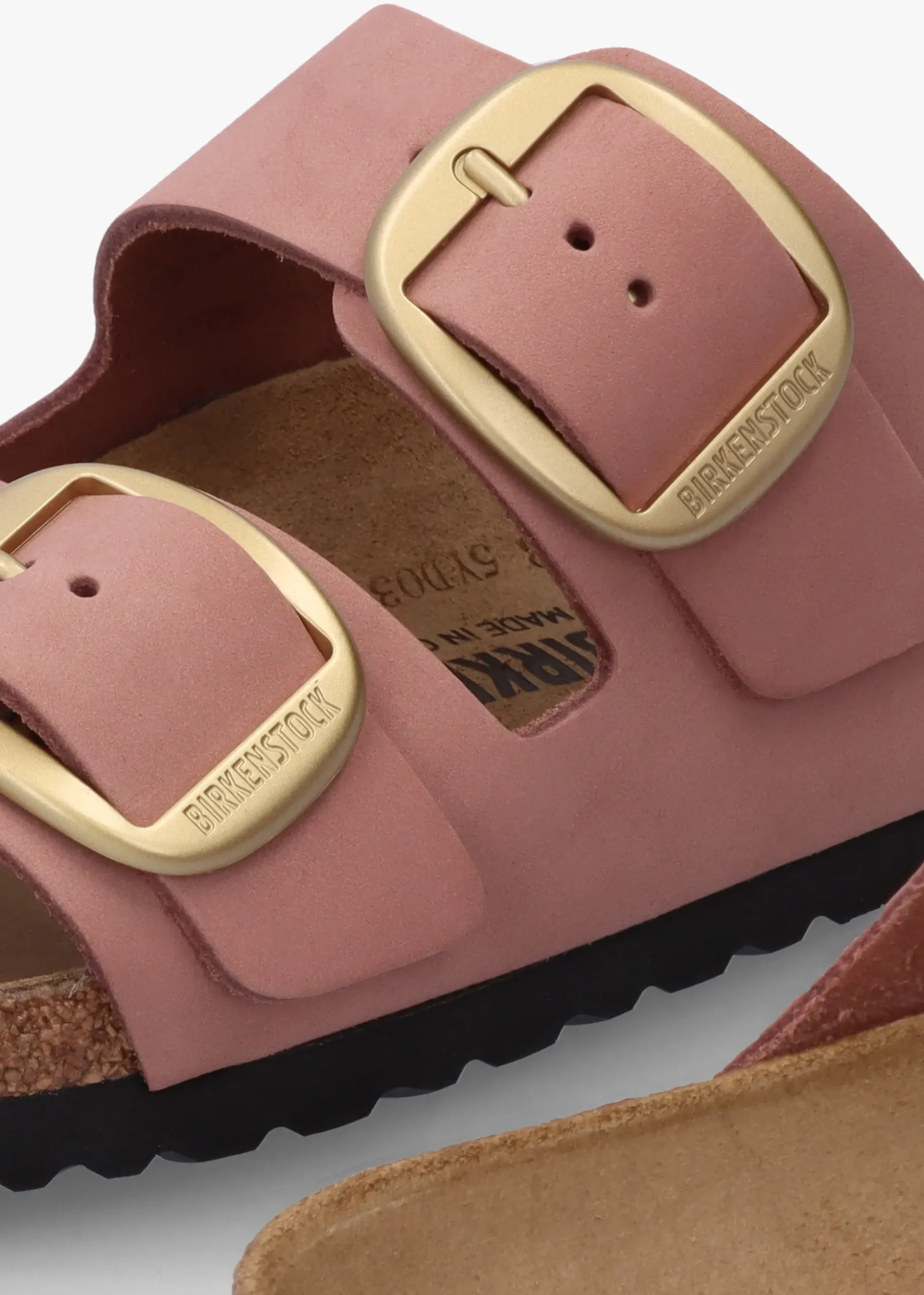 Arizona Big Buckle Old Rose Nubuck Leather Two Bar Mules