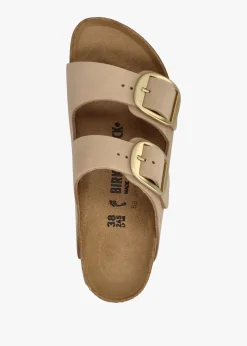 Arizona Big Buckle Sandcastle Nubuck Leather Two Bar Mules