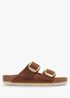 Arizona Big Buckle Tan Leather Two Bar Mules