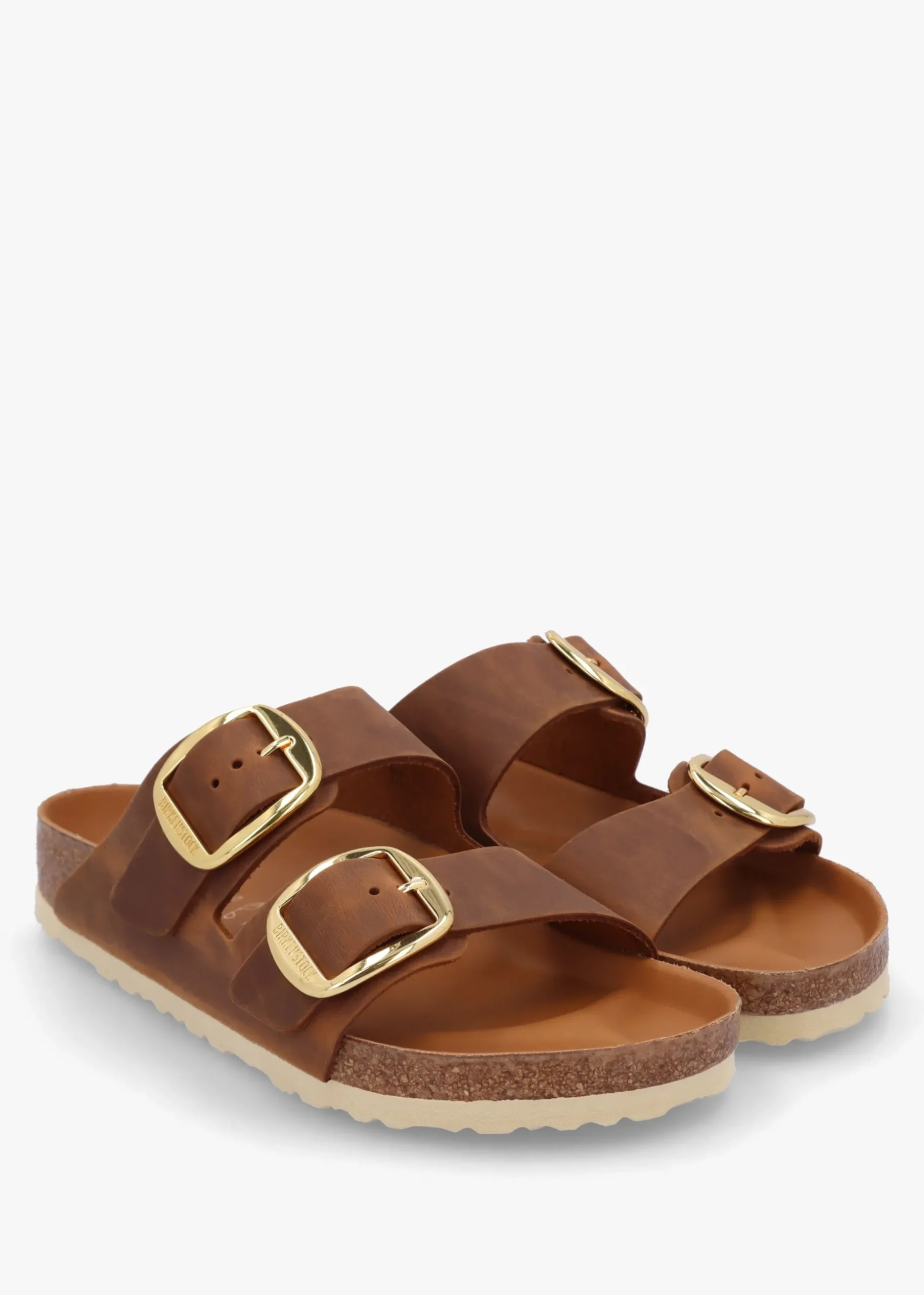 Arizona Big Buckle Tan Leather Two Bar Mules