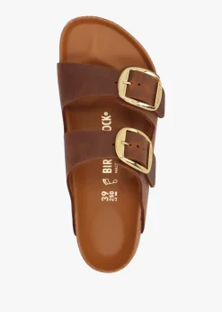 Arizona Big Buckle Tan Leather Two Bar Mules