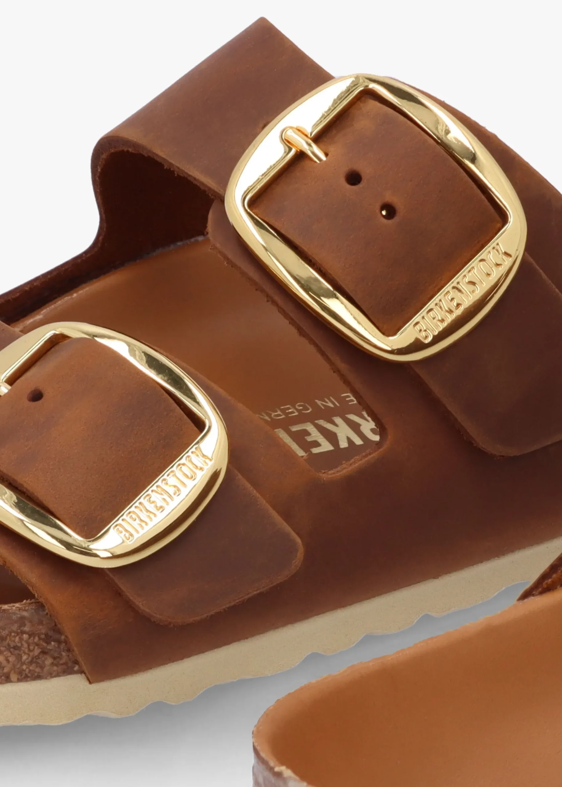 Arizona Big Buckle Tan Leather Two Bar Mules
