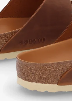 Arizona Big Buckle Tan Leather Two Bar Mules
