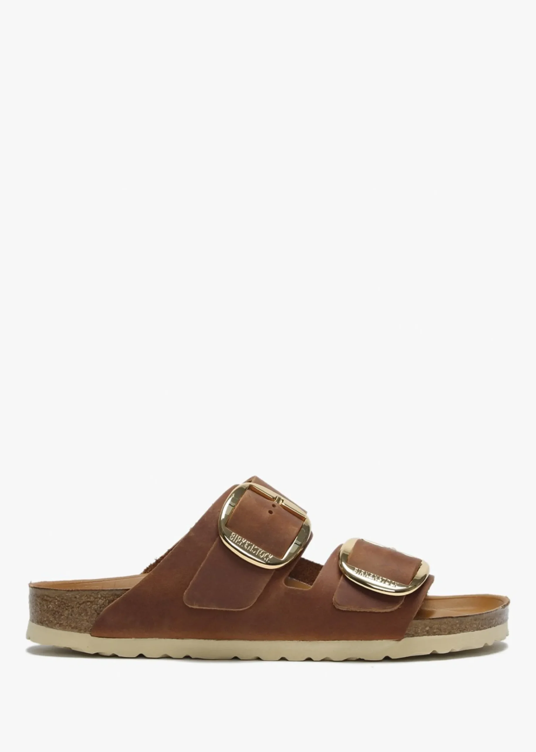 Arizona Big Buckle Tan Leather Two Bar Mules