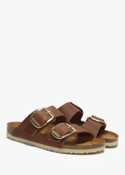 Arizona Big Buckle Tan Leather Two Bar Mules