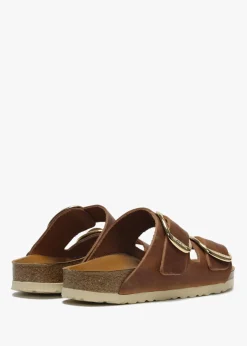 Arizona Big Buckle Tan Leather Two Bar Mules