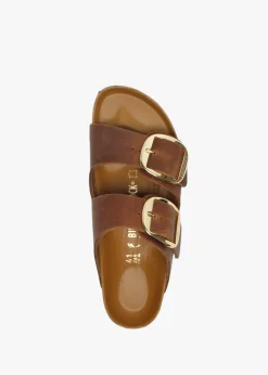 Arizona Big Buckle Tan Leather Two Bar Mules