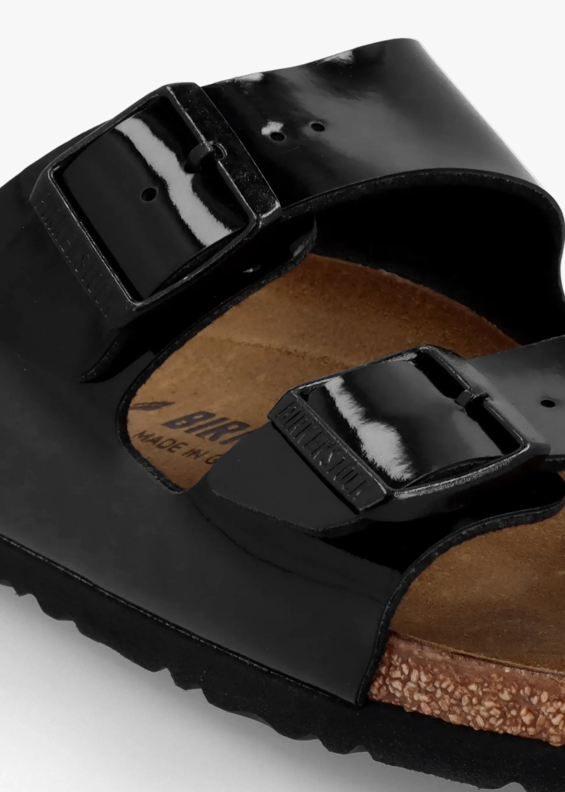 Arizona Birko-Flor Black Patent Two Bar Mules