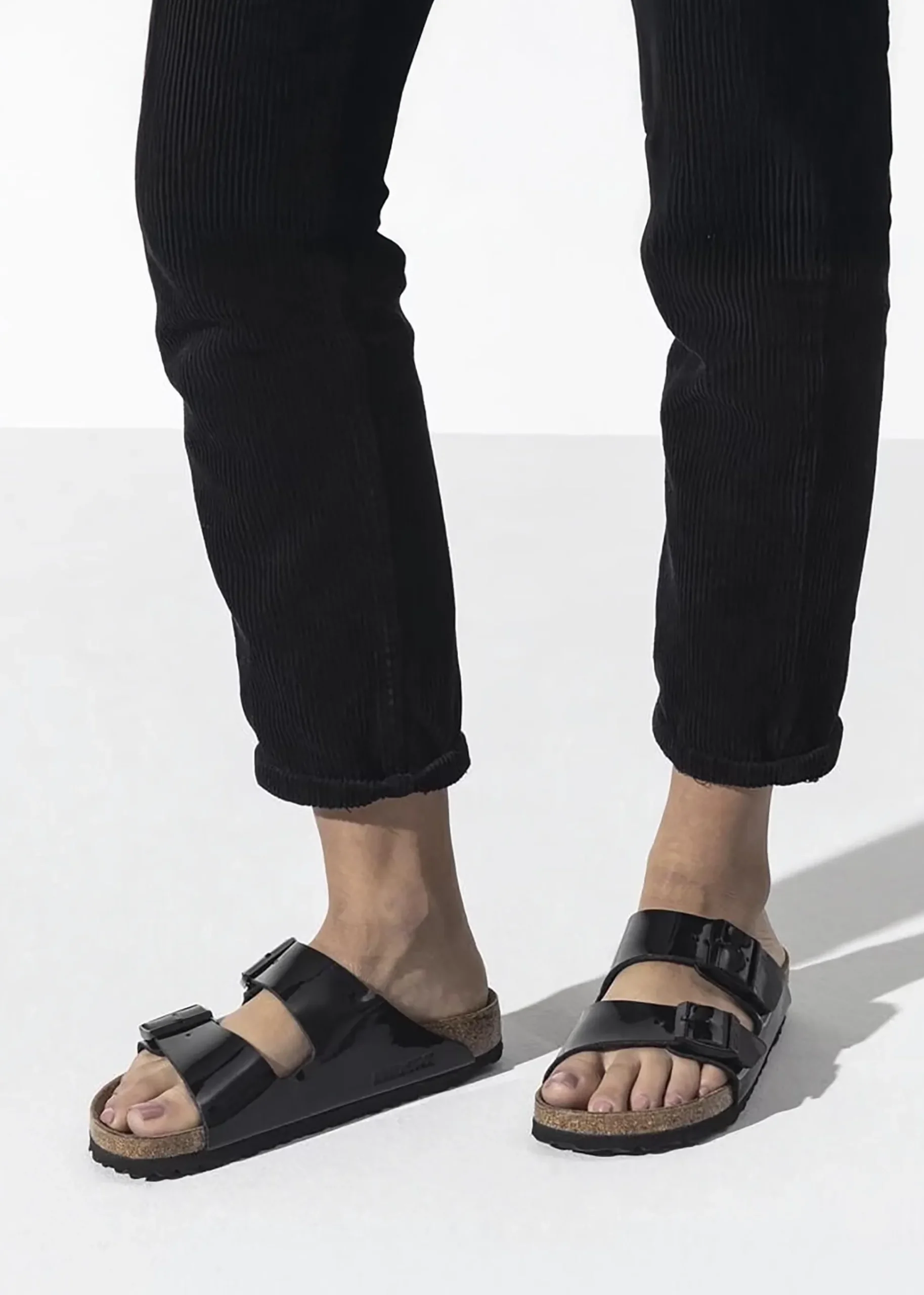 Arizona Birko-Flor Black Patent Two Bar Mules