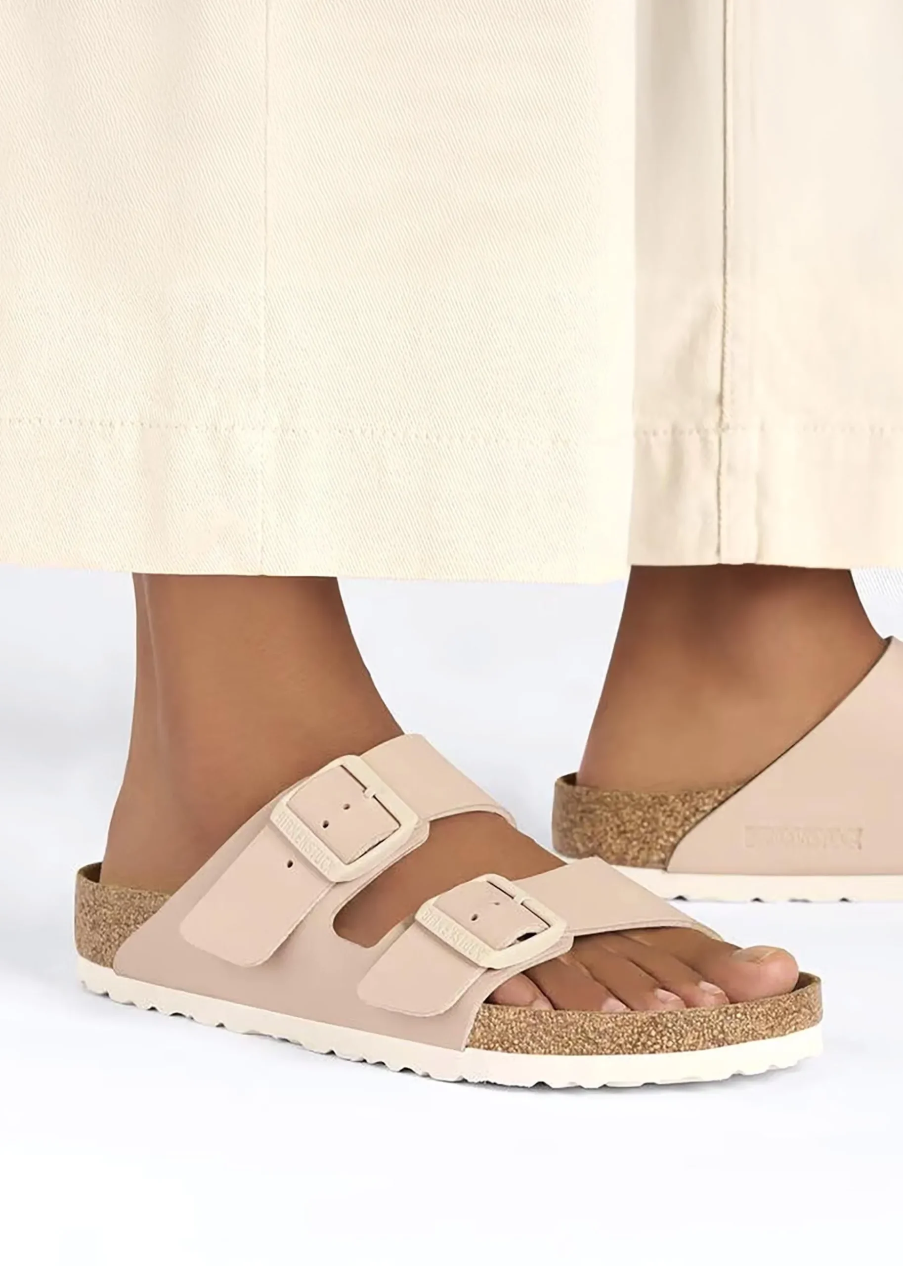Arizona Birko-Flor New Beige Two Bar Mules