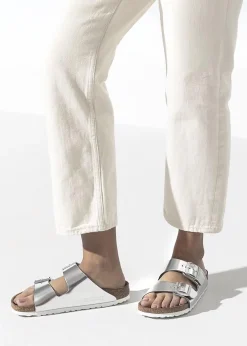 Arizona Birko-Flor Silver Two Bar Mules