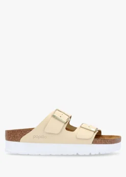 Arizona Pap Flex Platform Ecru Nubuck Leather Mules