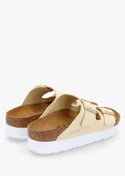 Arizona Pap Flex Platform Ecru Nubuck Leather Mules