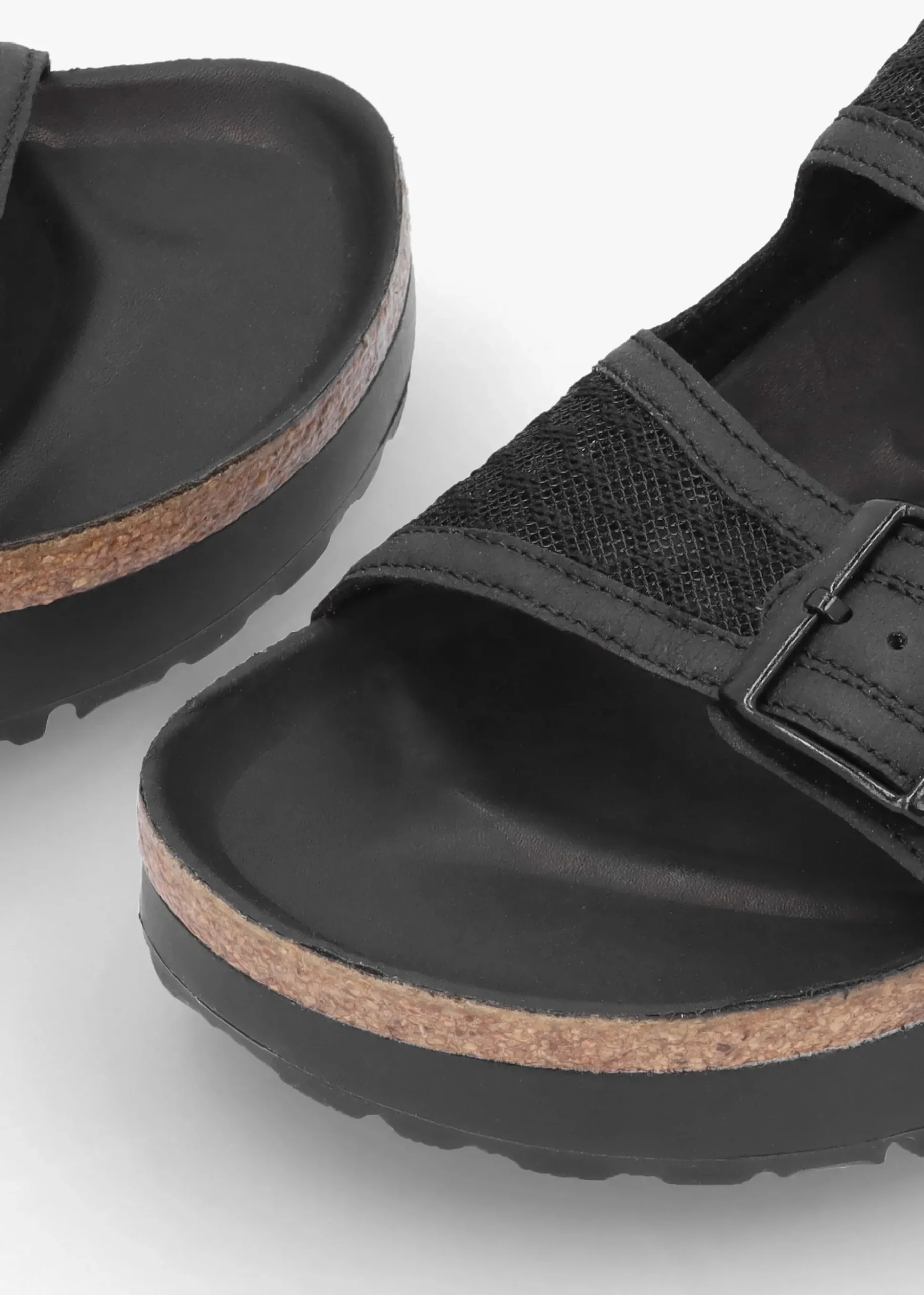 Arizona Pap French Piping Flex Platform Black Mules