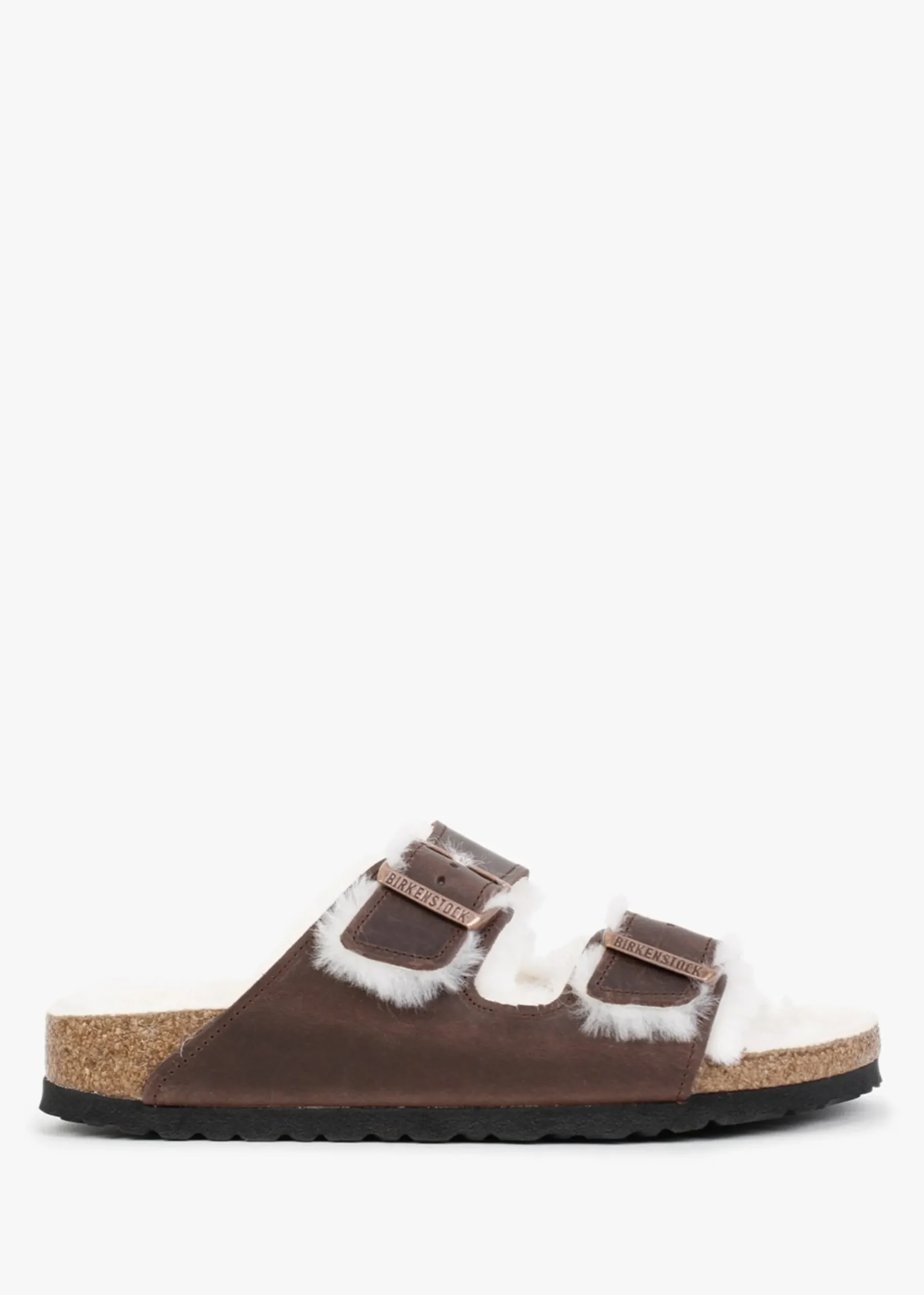 Arizona Shearling Habana Waxy Oiled Leather Two Bar Mules