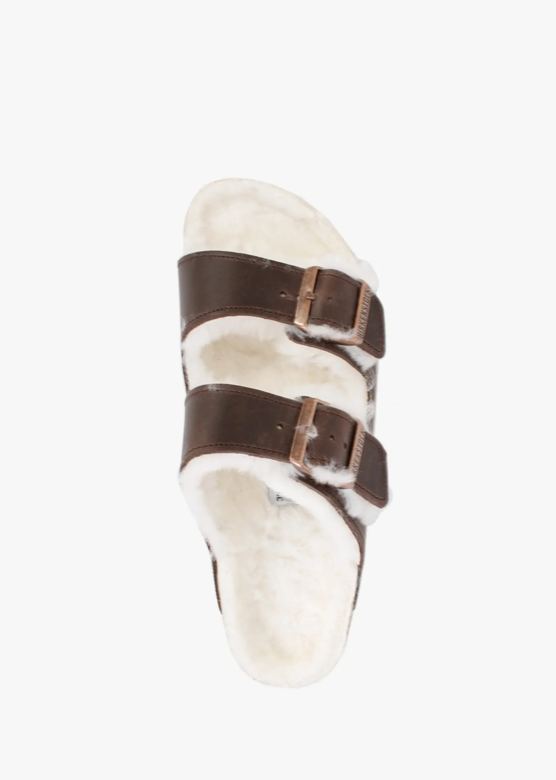 Arizona Shearling Habana Waxy Oiled Leather Two Bar Mules