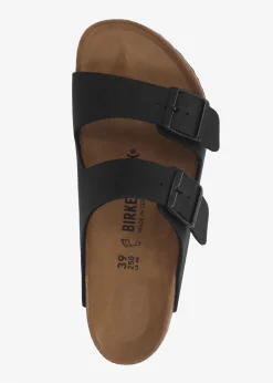 Arizona Wide Black Birko-Flor Two Bar Mules
