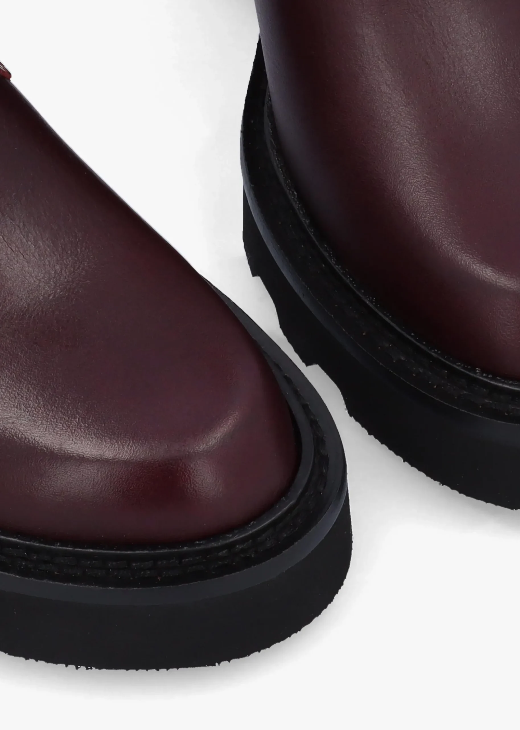 Arose Burgundy Leather Double Buckle Ankle Boots