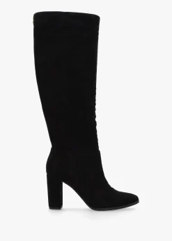 Artizan Black Suede Block Heel Knee Boots
