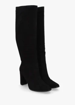 Artizan Black Suede Block Heel Knee Boots