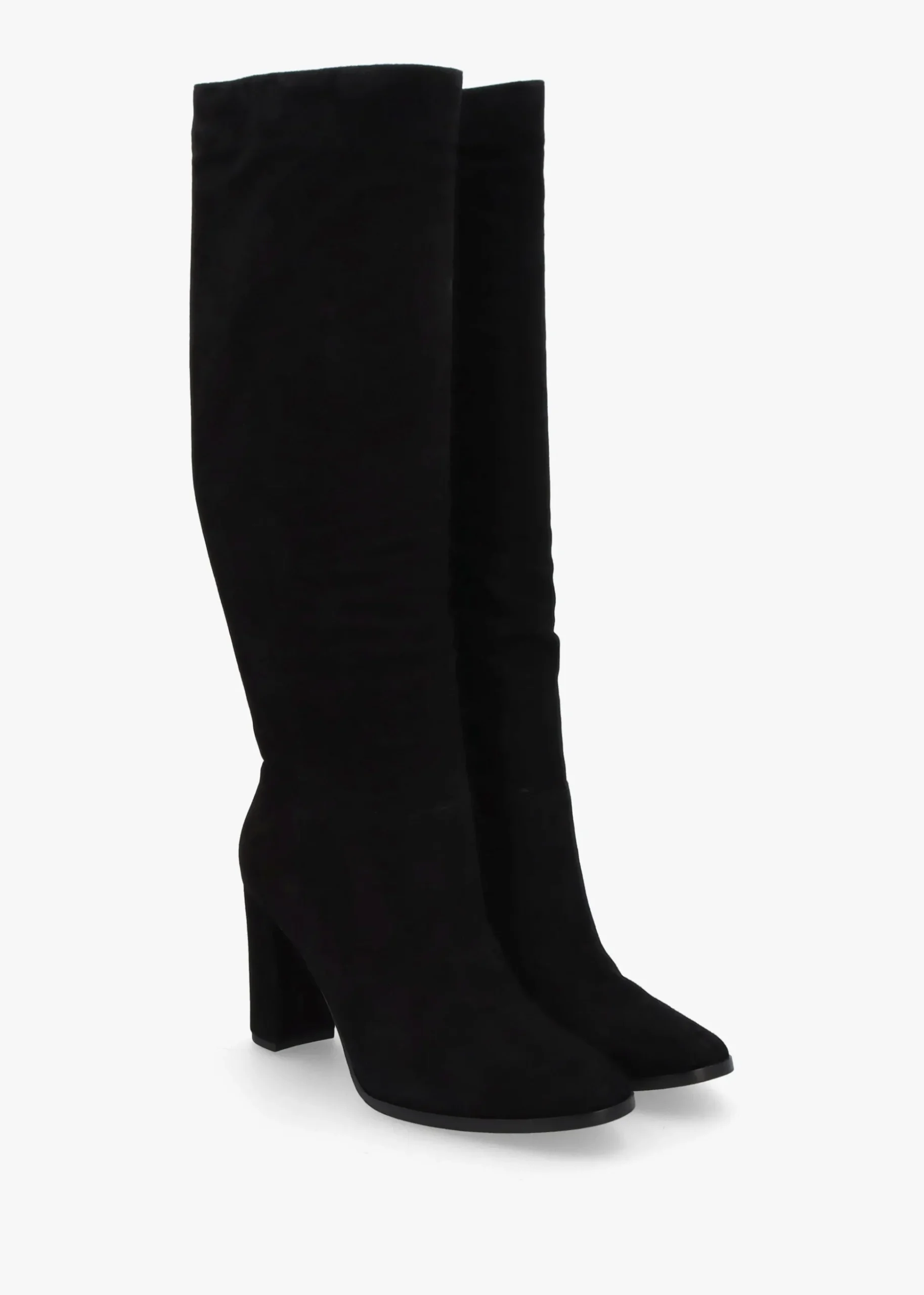 Artizan Black Suede Block Heel Knee Boots