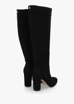 Artizan Black Suede Block Heel Knee Boots