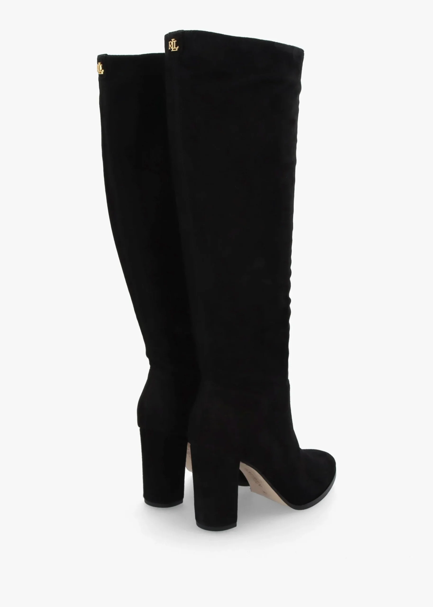 Artizan Black Suede Block Heel Knee Boots