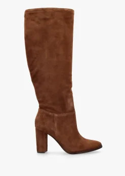 Artizan Brown Suede Block Heel Knee Boots
