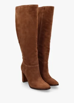 Artizan Brown Suede Block Heel Knee Boots